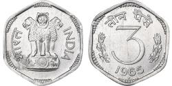 World Coins - India, 3 Paise, 1965, Bombay, Aluminum, , KM:14