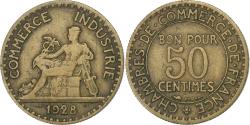 World Coins - France, 50 Centimes, Chambre de commerce, 1928, Aluminum-Bronze,