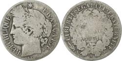 World Coins - France, Franc, Cérès, 1871, Paris, Silver, , Gadoury:465a, KM:822.1