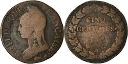 World Coins - Coin, France, 5 Centimes, Uncertain date, Paris, error partial collar strike