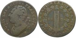 World Coins - France, Louis XVI, 12 deniers françois, 1791·3, Limoges, Copper,