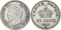 World Coins - France, Napoleon III, 20 Centimes, 1867, Paris, Silver, , Gadoury:309