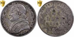 World Coins - Papal States, Pius IX, 2-1/2 Lire, 1867, Rome, Silver, PCGS, , KM:1384