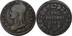 World Coins - France, 5 Centimes, Dupré, AN 8, Strasbourg, Copper, , Gadoury:126a