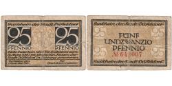 World Coins - Germany, Düsseldorf, 25 Pfennig, Texte, Undated (1918), EF(40-45), Mehl:P17.2