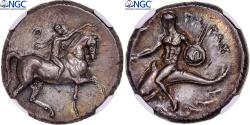 Ancient Coins - Calabria, Didrachm, ca. 280-272 BC, Tarentum, Silver, NGC,