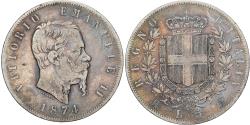 World Coins - Italy, Vittorio Emanuele II, 5 Lire, 1874, Milan, Silver, , KM:8.3