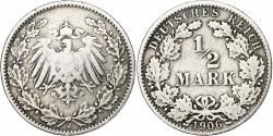 World Coins - Germany, Wilhelm II, 1/2 Mark, 1906, Hambourg, Silver, , KM:17