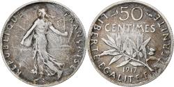 World Coins - France, 50 Centimes, Semeuse, 1917, Paris, Silver, , Gadoury:420