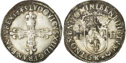 World Coins - Coin, France, Louis XIII, 1/4 Écu à la croix, 1/4 Ecu, 1643, Bordeaux