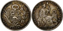World Coins - Peru, 1/5 Sol, 1901, Lima, Liberté assise, Silver, , KM:107