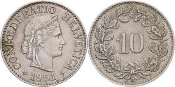 World Coins - Switzerland, 10 Rappen, Libertas, 1951, Bern, Copper-nickel, , KM:27