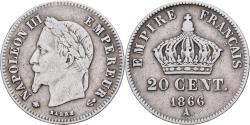 World Coins - France, Napoleon III, 20 Centimes, 1866, Paris, Silver, , Gadoury:308