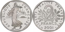 World Coins - France, 2 Francs, Semeuse, 2001, Monnaie de Paris, Proof, Nickel,