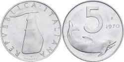 World Coins - Italy, 5 Lire, 1970, Rome, Aluminum, , KM:92