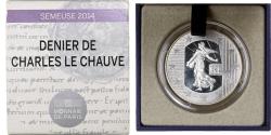World Coins - France, 10 Euro, Semeuse, denier de Charles le Chauve, Proof, 2014, MDP, Silver