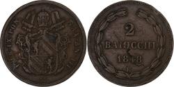 World Coins - Papal States, Pius IX, 2 Baiocchi, 1848, Rome, Copper, , KM:1344