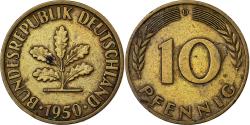 World Coins - GERMANY - FEDERAL REPUBLIC, 10 Pfennig, 1950, Munich, Brass Clad Steel