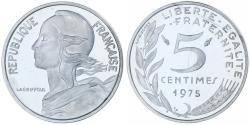 World Coins - France, 5 Centimes, Marianne, 1975, MDP, Piéfort, Silver,