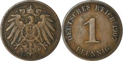 World Coins - Coin, GERMANY - EMPIRE, Wilhelm II, Pfennig, 1907, Berlin, , Copper