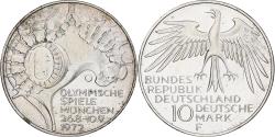 World Coins - GERMANY - FEDERAL REPUBLIC, 10 Mark, 1972, Stuttgart, BE, Silver,
