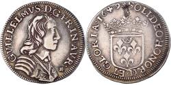 World Coins - Principality of Orange, Guillaume II, 1/4 Ecu, 1649, Orange, Silver,