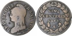 World Coins - France, Dupré, 5 Centimes, AN 5, Paris, , Copper, Gadoury:126