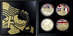 World Coins - France, 4 Medals set, Débarquements de Normandie, Gilt Steel, Colored,