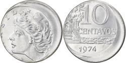 World Coins - Coin, Brazil, 10 Centavos, 1974, error off center strike, , Stainless