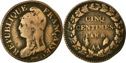 World Coins - Coin, France, Dupré, 5 Centimes, AN 8, Metz, , Bronze, KM:640.2