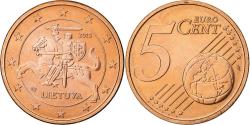 World Coins - Lithuania, 5 Euro Cent, BU, 2015, Vilnius, Copper Plated Steel,