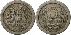 World Coins - Netherlands, Wilhelmina I, 5 Cents, 1908, Copper-nickel, , KM:137