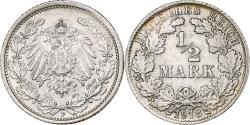 World Coins - GERMANY - EMPIRE, 1/2 Mark, 1918, Stuttgart, Silver, , KM:17