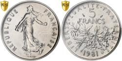 World Coins - France, 5 Francs, Semeuse, 1981, Paris, Copper-nickel, PCGS, , Gadoury:771