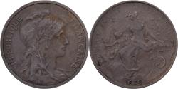 World Coins - France, 5 Centimes, Daniel-Dupuis, 1908, Paris, Bronze, , Gadoury:165