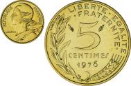 World Coins - Coin, France, Marianne, 5 Centimes, 1976, Monnaie de Paris, série FDC