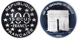 World Coins - Coin, France, Monnaie de Paris, Arc de Triomphe, 100 Francs-15 Ecus, 1993