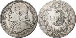 World Coins - ITALIAN STATES, PAPAL STATES, Pius IX, 2 Lire, 1867, Rome, Silver,