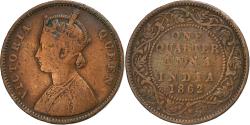 World Coins - India-British, Victoria, 1/4 Anna, 1862, Calcutta, Copper, , KM:467