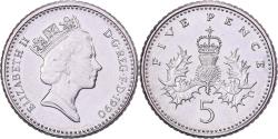 World Coins - Great Britain, Elizabeth II, 5 Pence, 1990, Copper-nickel, , KM:937b
