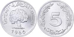 World Coins - Tunisia, 5 Millim, 1960, Paris, Aluminum, , KM:282