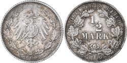 World Coins - GERMANY - EMPIRE, 1/2 Mark, 1916, Karlsruhe, Silver, , KM:17