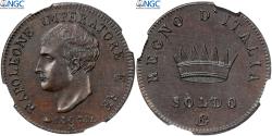 World Coins - Kingdom of Italy, Napoleon I, Soldo, 1807, Milan, Pattern, Bronzed lead, NGC