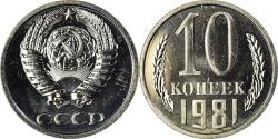World Coins - Coin, Russia, 10 Kopeks, 1981, , Copper-Nickel-Zinc, KM:130