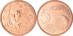 World Coins - France, 5 Euro Cent, 2001, Paris, FDC, , Copper Plated Steel, KM:1284