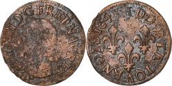 World Coins - France, Louis XIII, Double Tournois, 1643, La Rochelle, Copper,