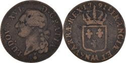 World Coins - Coin, France, Louis XVI, Sol à l'Ecu, 1791, Metz, , Copper