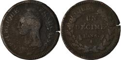 World Coins - Coin, France, Dupré, Decime, AN 5, Paris, Refrappage du 2 décimes,