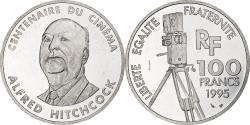 World Coins - France, 100 Francs, Alfred Hitchcock, 1995, Monnaie de Paris, BE, Silver