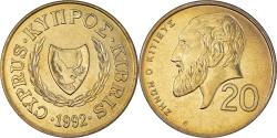 World Coins - Coin, Cyprus, 20 Cents, 1992, , Nickel-brass, KM:62.2